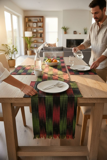 Ensemble chemin de table et serviettes en Faso Dan Fani