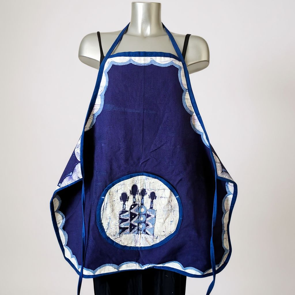 Tablier bleu en batik