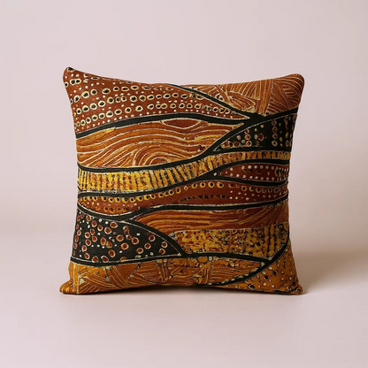 Batik Artisanal "Ondes et Dunes" - Housse Coton Fait Main multi usages