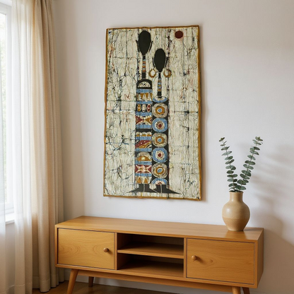 Batik Artisanal "Toi et Moi" - Tableau Coton Pièce Unique