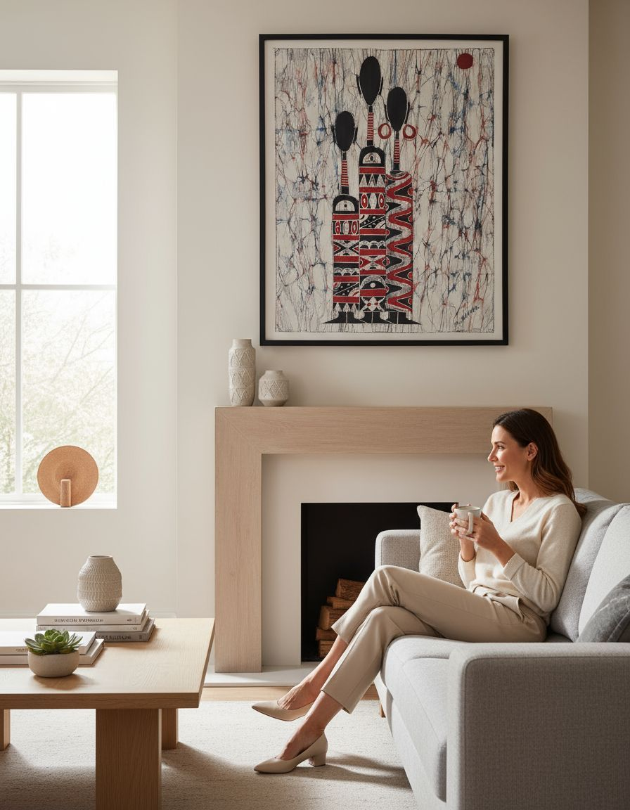 Batik Artisanal Fait Main Coton " Trio d'amour "