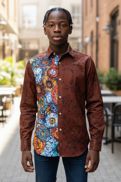 Chemise stylée e✨ Chemise Batik Homme – Taille M – Création Sol’Anna ✨n batik