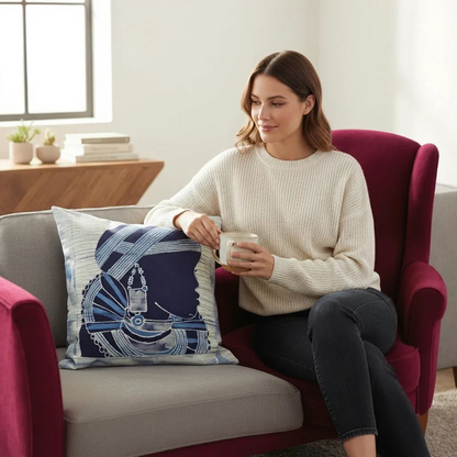 Batik Artisanal "Femme Peule" - Housse Indigo Fait Main