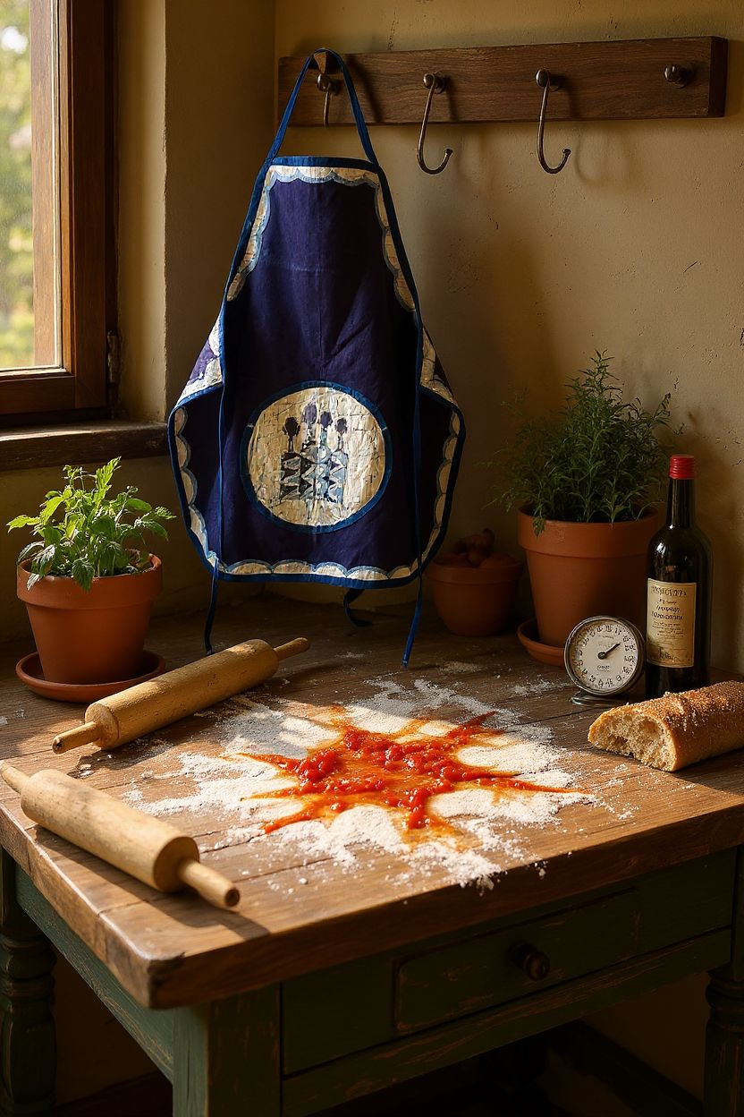 Tablier bleu en batik