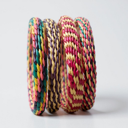 Bracelets de Madagascar en raphia multicolore