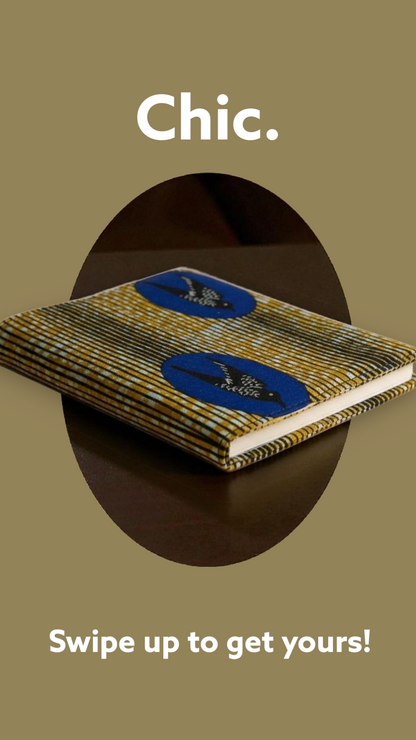 Protège-cahier en wax Oiseaux  bleus