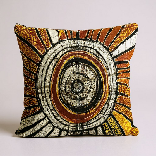 Batik Artisanal "Soleil en Joie" - Housse Coton Fait Main