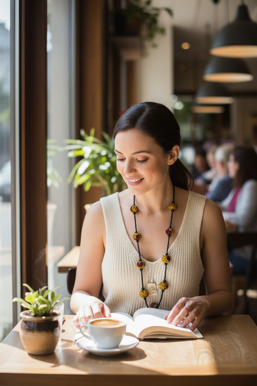 Sautoir en perles et wax