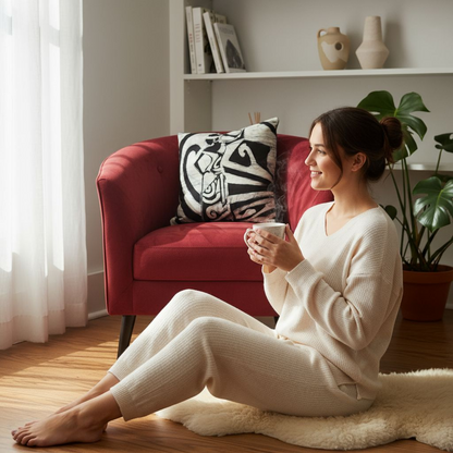 Batik Artisanal "La Porteuse d'Eau" - Housse Coton Fait Main multi usages