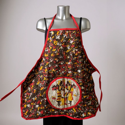 Tablier Batik Artisanal Rouge - Accessoire Cuisine Fait Main