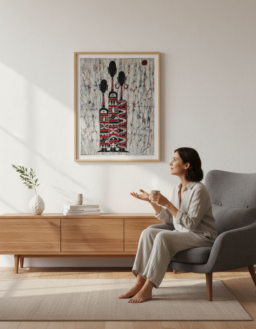 Batik Artisanal Fait Main Coton " Trio d'amour "