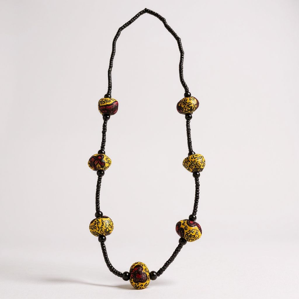 Sautoir en perles et wax