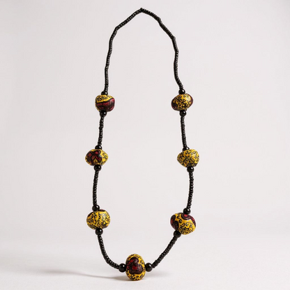 Sautoir en perles et wax