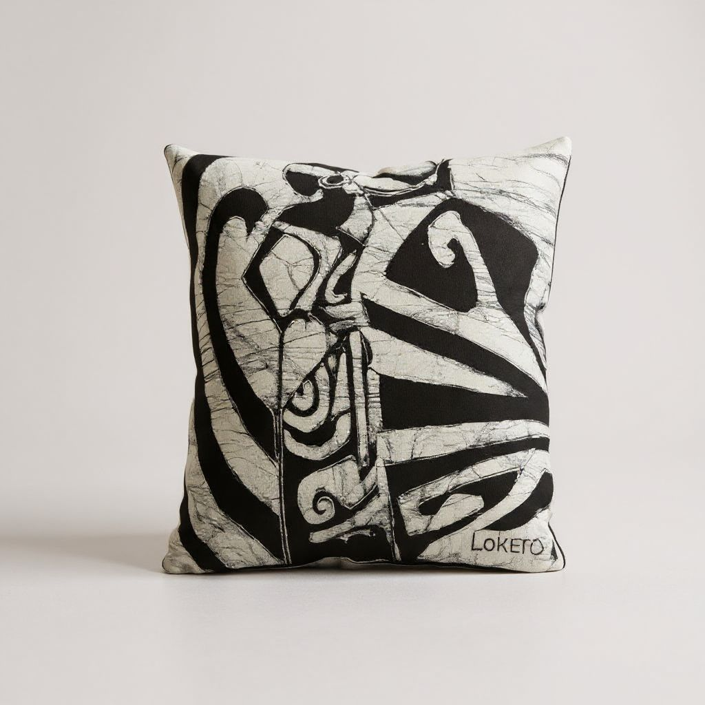 Batik Artisanal "La Porteuse d'Eau" - Housse Coton Fait Main multi usages